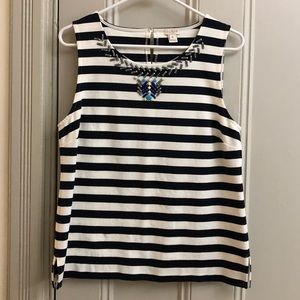 Navy blue and white strip tank